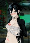 Rating: Questionable Score: 29 Tags: ahoge asian asian_female bandages blue_hair blush colored danganronpa danganronpa_v3:_killing_harmony genderswap green_eyes hidden_tattoo hope's_peak_academy looking_at_viewer open_shirt partially_clothed queen_of_hearts_tattoo short_hair shuichi_saihara sweat tattoo User: odstmaster24
