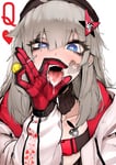 Rating: Questionable Score: 50 Tags: aa-12 ambigous_race blonde_hair drool drooling girls'_frontline implied_blowjob nazi playboy_bunny queen_of_hearts racially_ambiguous_female swastika tagme tattoo theme_accessories theme_clothing User: BeanerCuckForever