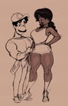 Rating: Questionable Score: 25 Tags: dark_skin dark-skinned_female hand_grab height_difference husband_and_wife interracial love luigi muscular muscular_male mustache princess_daisy smile socks super_mario_bros white_male User: Jinxie