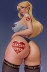 Rating: Questionable Score: 104 Tags: 1girl 2021 alternate_eye_color ass ass_focus ass_shot back back_view blonde_hair blue_background blue_eyes breasts breath_of_the_wild bubble_butt edemevas edit female female_only hairclip huge_ass huge_breasts hylian long_ears long_hair long_ponytail looking_at_viewer looking_back looking_over_shoulder nintendo panties pointy_ears ponytail princess princess_zelda royalty +seductive sideboob simple_background skindentation tattoo the_legend_of_zelda theme_clothing thick_lips thick_thighs thigh_highs thighs triforce_panties white_topwear zelda_(breath_of_the_wild) User: CuckMutt