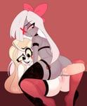 Rating: Explicit Score: 41 Tags: 1boy 2girls anus areolae ass big_penis black_eyes blonde_hair blush breasts charlie_(hazbin) cherrypix choker demon edited fantasy_race hazbin_hotel legwear lipstick long_hair looking_at_penis multiple_girls nipples open_mouth penis pussy sex skin_edit skin_edit_(male) small_breasts spread_legs thick_thighs thigh_highs vaggie vaginal_juices vaginal_penetration white_hair User: AnikiBleach