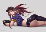 Rating: Questionable Score: 33 Tags: akali ass big_ass big_breasts bleached_website breasts clothed clover7 edited english_text highres league_of_legends long_hair looking_at_viewer looking_back nintendo_switch purple_eyes red_hair revealing_clothes simple_background text wide_hips User: Hana