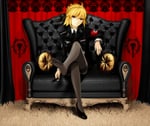 Rating: Safe Score: 103 Tags: 1girl absurdres ahoge armband artoria_pendragon_(fate) black_legwear blonde_hair chess_piece closed_mouth couch crossed_legs curtains fate_(series) fate/zero feet foot_focus green_eyes hair_ribbon highres jewelry jpeg_artifacts kissbaby legs_crossed looking_at_viewer military military_uniform nazi nazi_uniform no_shoes pantyhose ribbon ring saber single_shoe sitting sofa solo swastika swastika_armband thighband_pantyhose toes uniform User: GoodHunter