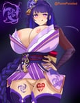 Rating: Questionable Score: 33 Tags: 1girl asian_female big_breasts breasts genshin_impact huge_breasts licking_lips no_panties original_bleached_art punishedplume purple_eyes purple_hair pussy queen_of_hearts queen_of_hearts_tattoo raiden_(genshin_impact) tattoo tattoos white_owned User: AnonymousDecimus