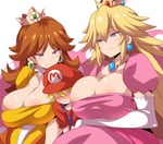 Rating: Safe Score: 69 Tags: 1boy 2girls age_difference alternate_hair_color aryan_female big_breasts blonde_hair blue_eyes blush breasts brown_hair choker cleavage cleavage_cutout cosplay crown earrings edited gloves hair_edit hat huge_breasts konno_tohiro long_gloves long_hair looking_down multiple_girls nightlight nintendo older_female older_female_younger_male princess_daisy princess_peach royalty sandwiched shaded_face shota smile smug smug_face super_mario_bros sweat white_background white_female younger younger_male User: NightLight
