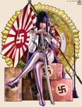 Rating: Safe Score: 78 Tags: 1girl armband asian_female bangs black_hair blue_eyes boots box crossed_legs epaulettes eyebrows flag hairclip hair_ornament imperial_japan kill_la_kill lips long_hair megumi nazi nose not_porn planted planted_sword realistic rising_sun_flag satsuki_kiryuuin sheath sheathed sitting solo swastika sword thick_eyebrows thigh_boots thigh_highs weapon User: AA