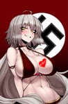 Rating: Questionable Score: 108 Tags: 1girl blush breasts edit fate/grand_order fate_(series) huge_breasts jeanne_d'arc_(alter)_(fate) jeanne_d'arc_(fate)_(all) j.k. long_hair looking_at_viewer nazi short_hair silver_hair solo swastika swimsuit tattoo theme_clothing white_female white_skin wwo yellow_eyes User: Ashy202