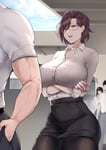 Rating: Explicit Score: 40 Tags: 1boy 1girl asian_female big_ass big_breasts black_eyes breasts brown_hair crossed_arms edited glasses huge_breasts miniskirt muscular muscular_male office_lady red_eyes red_nail_polish short_hair skin_edit tight_clothes white_male white_skin User: KAZANOVA