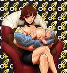 Rating: Questionable Score: 96 Tags: 1girl 2boys anon_bardos areolae asian_female baby blonde_hair breast_feeding breasts brown_hair erect_nipples huge_breasts interracial multiple_boys niijima_makoto persona persona_5 red_eyes the_pit User: kero