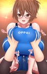 Rating: Questionable Score: 40 Tags: asian_female beauty_mark blue_swimsuit breasts breast_squeeze brown_eyes brown_hair competition_swimsuit cum cum_under_clothes erection erection_under_clothes fondling_breasts glasses groping huge_breasts light-skinned_female mole mole_under_eye one-piece_swimsuit smile sound_effects swimsuit text white_male User: PrinceMuma
