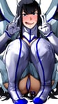Rating: Safe Score: 54 Tags: 1girl asian_female bakkanki barely_clothed blush crouching dark_hair embarassed kill_la_kill long_hair partially_visible_vulva peace_sign queen_of_hearts_tattoo satsuki_kiryuuin skimpy_clothes solo_focus squatting tattoo thick_thighs thigh_highs thong User: Worded