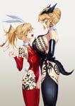 Rating: Questionable Score: 176 Tags: 2girls artoria_lancer_alter artoria_pendragon_(all) artoria_pendragon_(lancer) aryan_female black_leotard black_sun black_sun_tattoo blonde_hair blue_eyes braid breasts bunny bunny_costume bunny_ears bunny_girl bunnysuit choker domination dragon_tail dragon_tattoo face_tattoo fate/grand_order fate_(series) femdom heart heart_vine_tattoo horns large_breasts leotard mal mordred_(fate) multiple_girls neck_tattoo ponytail queen_of_hearts queen_of_hearts_tattoo red_leotard schutzstaffel schutzstaffel_tattoo small_breasts ss_tattoo swastika swastika_tattoo tail taller_female tattoo tie tomboy white_background white_male_property white_skin wolfsangel yellow_eyes User: Mal