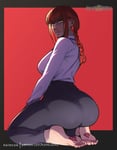 Rating: Safe Score: 53 Tags: asian_female ass back back_view black_pants braid chainsaw_man disgusted feet hands_on_knees kameseru looking_at_viewer makima_(chainsaw_man) queen_of_hearts queen_of_hearts_tattoo red_background red_hair shirt sitting sitting_on_ground soles_together tattoo thighs tight_pants User: Worded