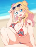 Rating: Questionable Score: 93 Tags: 1girl beach big_breasts bikini blonde_hair blue_eyes confederate_flag confederate_flag_swimsuit galko gyaru oshiete!_galko-chan queen_of_hearts_tattoo tattoo theme_clothing thick_thighs User: FlameString