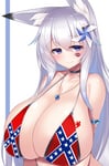 Rating: Questionable Score: 54 Tags: 1girl breasts confederate_flag_swimsuit fox_girl huge_breasts kutan looking_at_viewer mizuki_(kutan) tattoo theme_clothing User: Okidoki