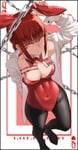 Rating: Questionable Score: 27 Tags: bleach_bunny bleached_background bunny_ears bunny_girl chains chainsaw_man edit edited ivory_gardens_casino jebi large_breasts looking_at_viewer makima_(chainsaw_man) playboy_bunny queen_of_hearts queen_of_hearts_tattoo red_hair tattoo tights wide_hips yellow_eyes User: lewdqwerty