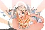 Rating: Questionable Score: 11 Tags: 1girl abstract_background angel aqua_eyes ass birthday birthday_cake birthday_sex blonde_hair borrowed_character bottomless cake cassia_(placensfw) elf erection fantasy_race food foodplay penis penis_licking pointy_ears sex skin_edit thirnz tongue_out User: Gognar