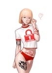 Rating: Safe Score: 74 Tags: asian asian_female bleached blonde_hair brown_eyes glasses heart kidmo many_tattoos nerdy queen_of_hearts_tattoo swimsuit tattoo teenage theme_clothing white_background User: Neph