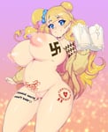 Rating: Explicit Score: 101 Tags: areolae asian_female blonde_hair blue_eyes body_writing breasts cum cum_drinking galko gokkun gyaru huge_breasts lactation nipples oshiete!_galko-chan pregnant queen_of_hearts queen_of_hearts_tattoo slugbox swastika swastika_tattoo vertical_wolfsangel white_washed_asian wolfsangel User: Hana
