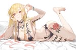 Rating: Explicit Score: 147 Tags: 1488 1girl absurdres armpits asian_female bangs barefoot bikini black_bikini black_choker blonde_hair blush bracelet breasts chink choker cleavage closed_mouth cross cross_necklace ear_piercing earrings eyebrows_visible_through_hair feet hairclip hair_ornament highres jewelry kitagawa_marin large_breasts long_hair looking_at_viewer lying multicolored_hair multi-strapped_bikini navel necklace on_side piercing queen_of_hearts red_eyes side-tie_bikini smile solo sono_bisque_doll_wa_koi_wo_suru ss_tattoo swastika swimsuit tattoo_edit tefco thighs white_lives_matter white_owned_trophy_chink white_supremacy wolfsangel User: AsianBetaMale