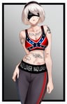 Rating: Questionable Score: 123 Tags: 1girl 88 barcode barcode_tattoo black_sun blindfold confederate_flag confederate_flag_swimsuit fascism fleur_de_lis many_tattoos mole_under_mouth nazi neck_tattoo nier nier_automata nier_(series) reich_owned reichsadler solo_female sonnenrad swastika swastika_tattoo theme_clothing white_female white_hair white_owned white_supremacy yorha_2b yorha_no._2_type_b User: gdf2