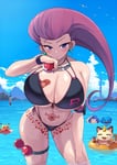Rating: Questionable Score: 85 Tags: 1boy 1girl big_breasts bikini blue_eyes blush breasts close-up heart_vine_tattoo huge_breasts james_(pokemon) jessie large_breasts long_hair looking_at_viewer nintendo pokemon red_hair sweat swimsuit tattoo thick_thighs white_female white_owned womb_tattoo User: lovecrown21