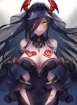 Rating: Questionable Score: 51 Tags: amber_eyes azur_lane black_dress black_hair breasts bridal_veil crying_with_eyes_open friedrich_der_grosse(azur_lane) heart_vine_tattoo horns huge_breasts large_breasts long_hair looking_at_viewer queen_of_hearts queen_of_hearts_tattoo red_horns tattoo wedding_dress wedding_veil white_owned User: lovecrown21