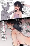 Rating: Explicit Score: 100 Tags: 1girl 2boys ambiguous_penetration asian_female black_hair blush bouncing_breasts breasts bully bullying choker crying doggy_style from_behind hair_pulling huge_breasts implied_sex instant_loss_2koma korean korean_text looking_pleasured motion_lines mr.skull purple_eyes sequential skin_edit skin_edit_(male) spoken_heart sweat sweating tears text tongue tongue_out translated white_male User: sugarsparkles