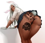 Rating: Questionable Score: 160 Tags: 1488 1girl absurdres animal_ears ass bent_over black_panties breasts butt_crack dark_skin dark-skinned_female edited gloves highres large_breasts lips long_hair mirko my_hero_academia nazi nofuture panties patreon_username pink_eyes pleated_skirt presenting rabbit_girl rabbit_tail revision school_uniform skirt sleeves_rolled_up solo swastika tail tattoo thick_thighs thighs totenkopf u.a._school_uniform underwear white_background white_gloves white_hair white_panties User: GoodHunter