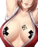 Rating: Questionable Score: 65 Tags: armpits arms_up asian_female big_breasts brown_hair edit japanese_woman king_of_fighters licking_lips mai_shiranui nipple_pasties nyatokanyaru partially_clothed pasties swastika tattoo theme_accessories theme_clothing User: Model_Unit_No_1488