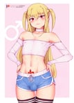 Rating: Questionable Score: 75 Tags: arm_warmers asian_male blonde_hair bluefield blush bulge choker clothed crop_top edited femboy fleur_de_lis fully_clothed hands_on_hips long_hair looking_at_viewer maria_holic mariya_shidou midriff red_eyes shorts skimpy_clothes smile sport_shorts tattoo thick_thighs thigh_highs trap User: Fleur_de_Lis