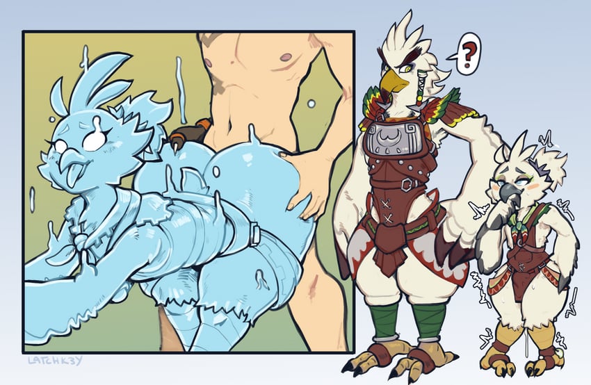 rito, tulin, and teba (the legend of zelda and 1 more) drawn by latchk3y